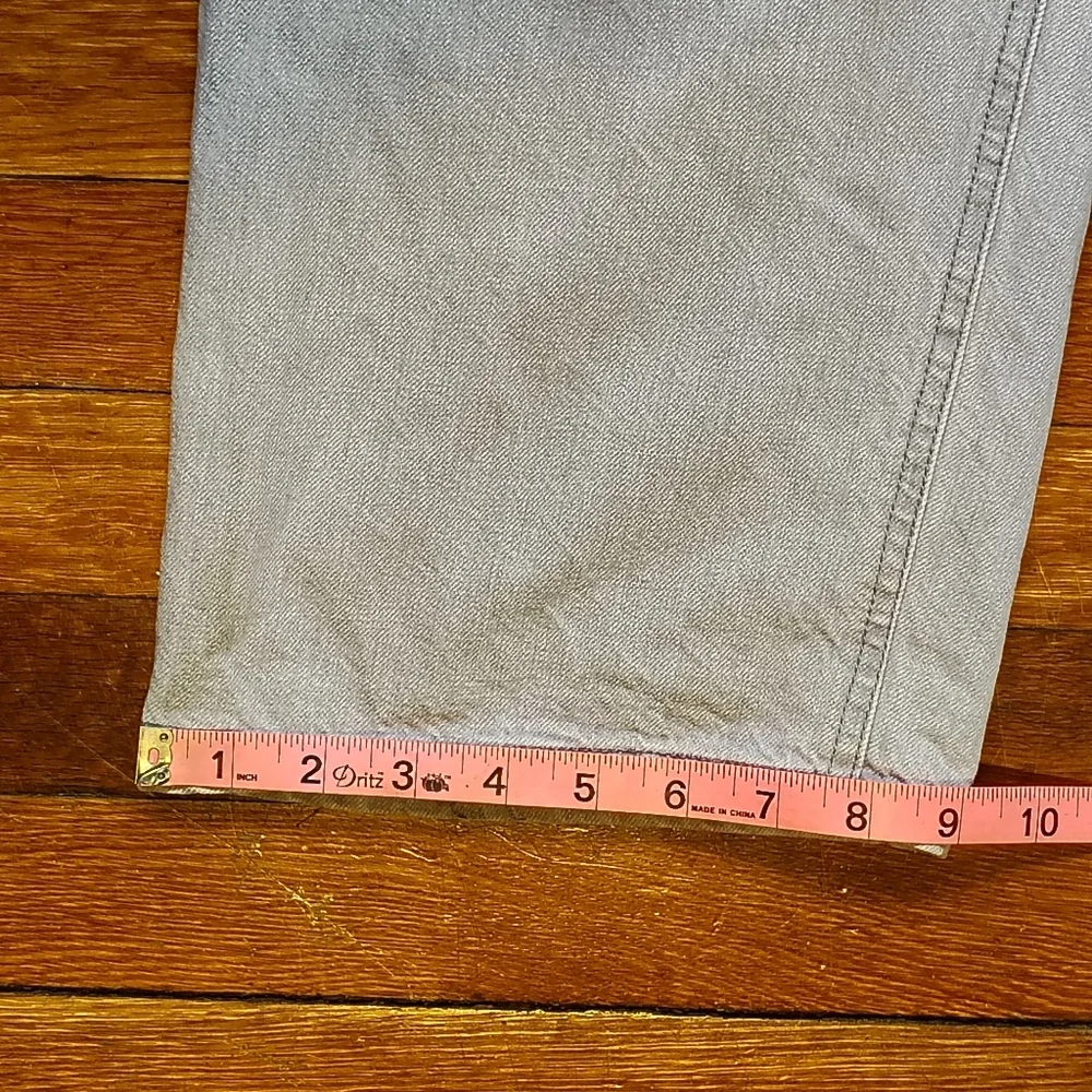 Tibi Grey Denim Double Waisted Sam Jean Size 26 Small Wide Leg Carpenter Jeans - Picture 9 of 9
